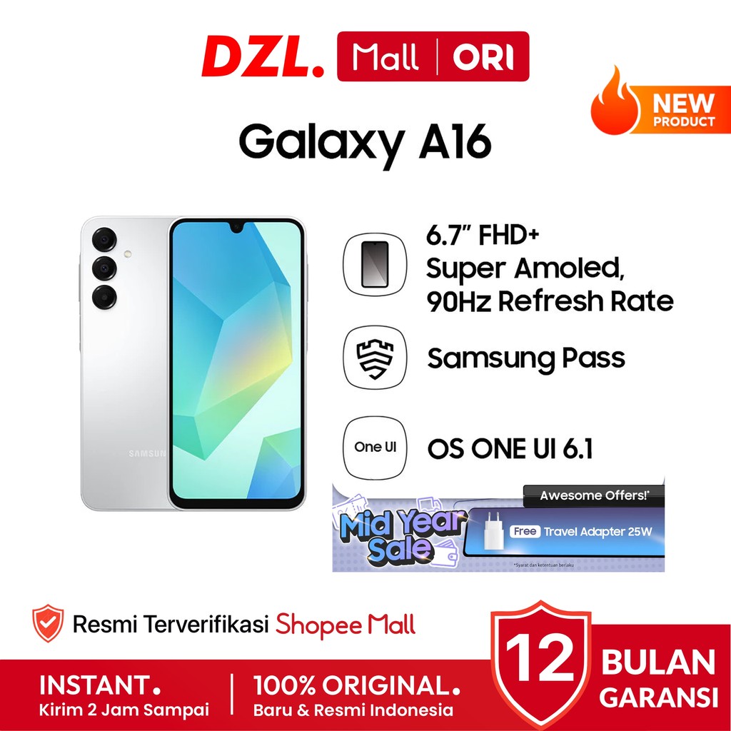 DZL - HP SAMSUNG Galaxy A16 4G LTE 8/256 8/128 GB Original Garansi Resmi Official Store Mall Ori