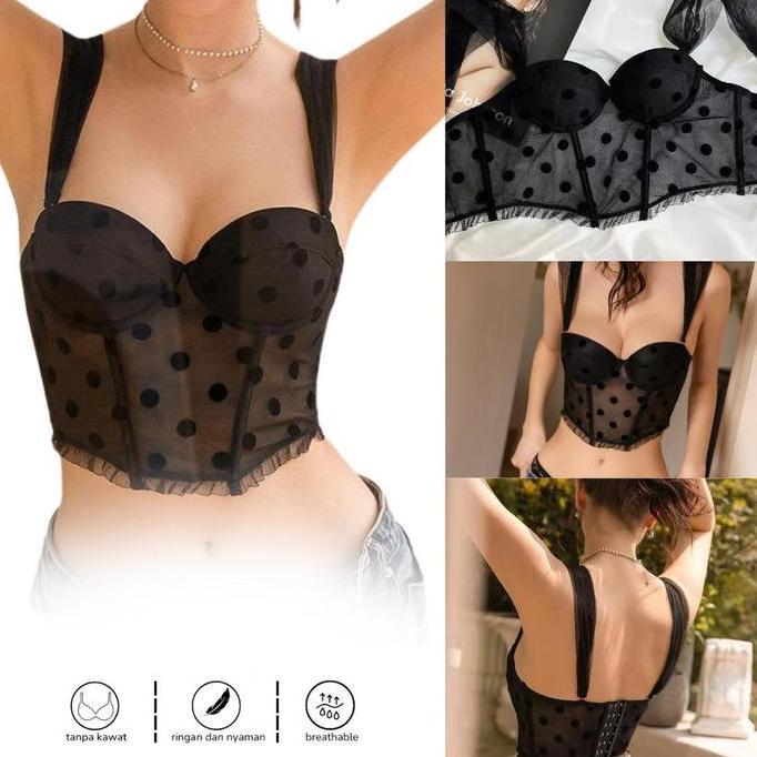 Bustier Top y Lingerie Bustier Set y Corset Bra Wanita