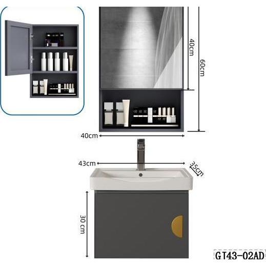wastafel kecil 43/50cm wastafel set kamar mandi-wastafel cuci tangan estetik-wastafel portable keram