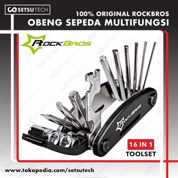 Powerz- Obeng Sepeda Rockbros Original 16 In 1 Toolkit Multifungsi Alat Reparasi Lipat Mini Tool Set