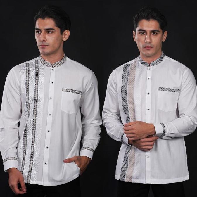 Casella Baju Koko Pria Lengan Panjang | Baju Koko Putih Azhar