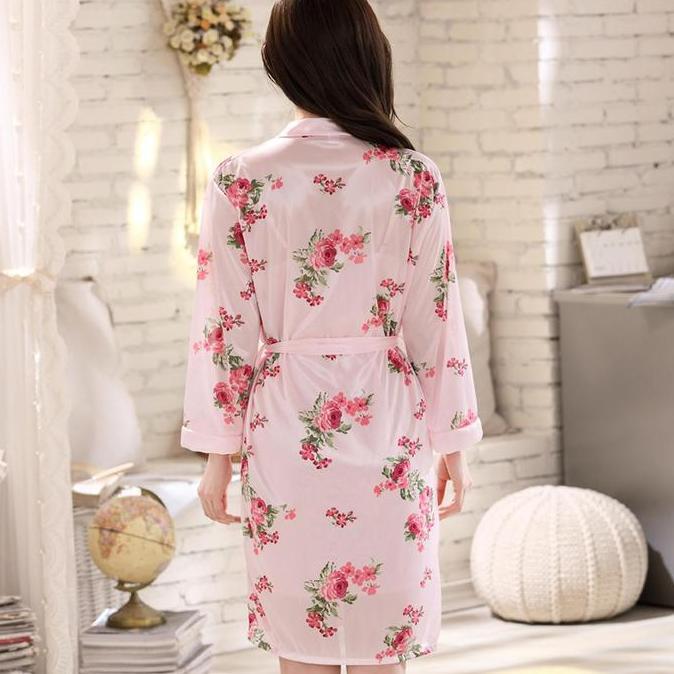 [ Racun Lingerie ]  Set Kimono Dress Lingerie 2IN1 Piyama Nightwear Wanita Dewasa Motif Flower Mewah