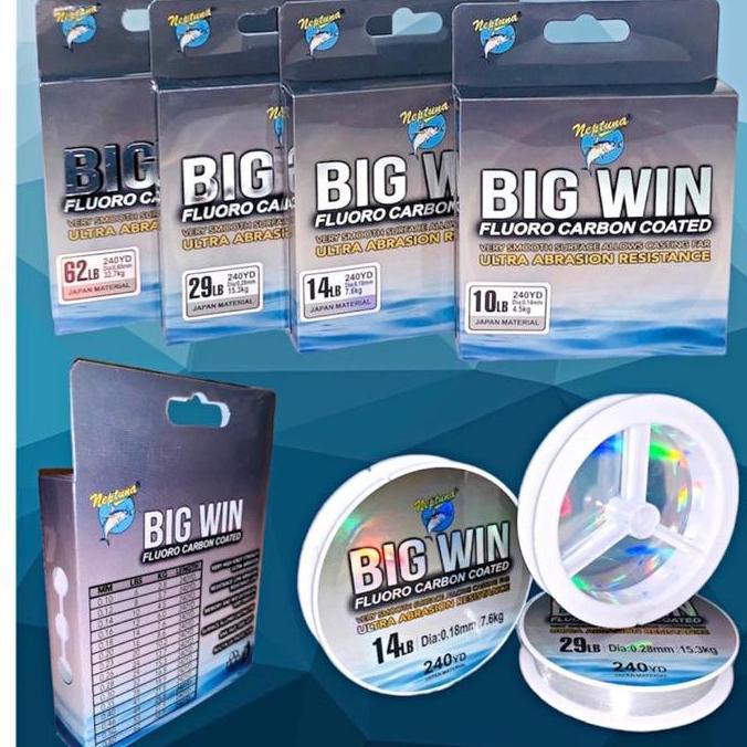 Senar Pancing Neptuna Big Win 240yd Bahan Fluoro Carbon Coated Ikan Joran