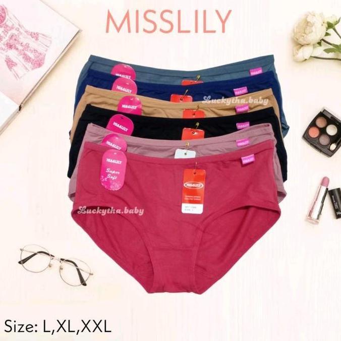 6pcs- CD wanita MISSLILY 1389 midi super soft / CD misslily 1389 / celana dalam perempuan midi super