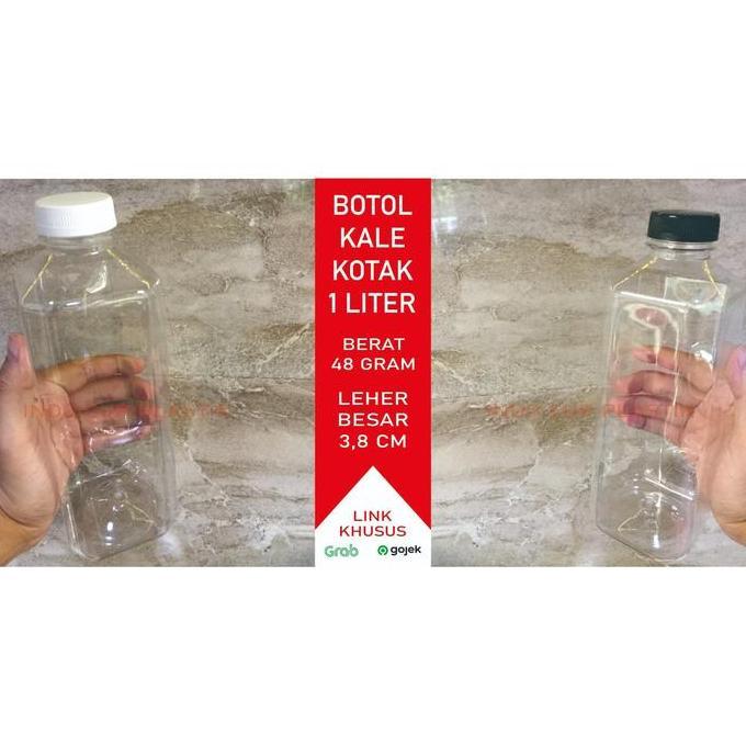 Botol Kale Kotak 1 Liter Tebal/Botol Plastik Kale 1 Liter Tebal (48gr)