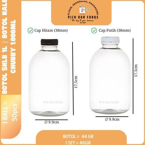 Botol Kale Gendut 1L 44gr | Botol SKLB 1L | Botol Chubby 1L | Botol Kale Chubby 1L