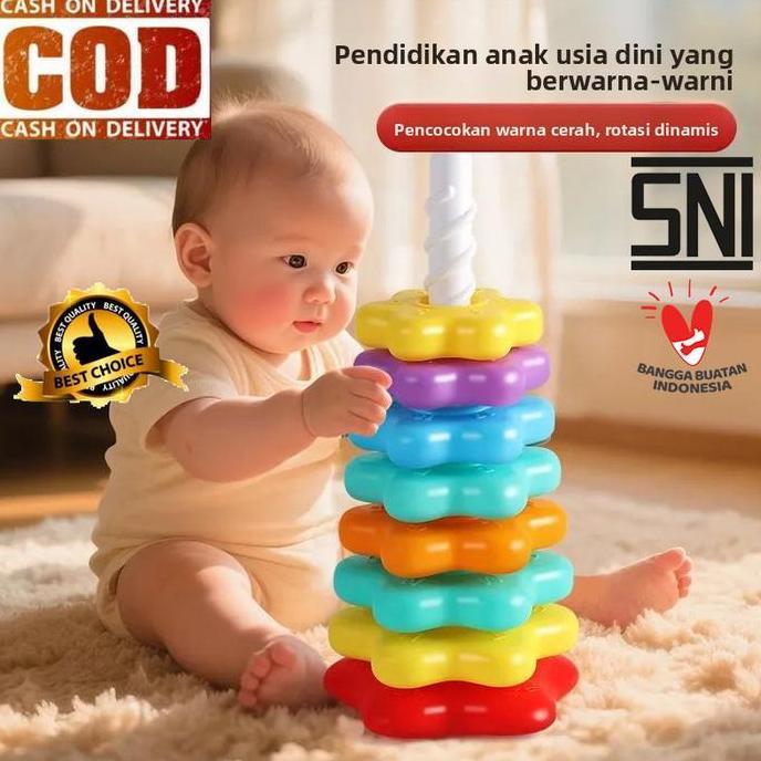 MAINAN EDUKASI ANAK RODA PUTAR SPIN WHEEL  MAINAN EDUKASI MEMASUKKAN RING KE TIANG