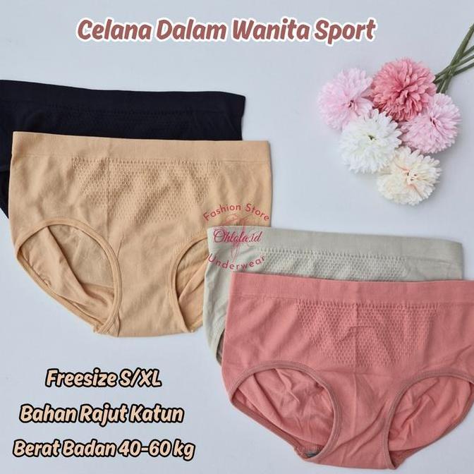 3 Pcs Celana Dalam Wanita Remaja Dewasa Sport CD Katun