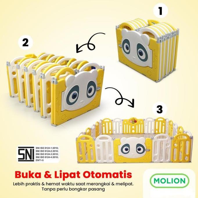 Molion Pagar Mainan Anak M1208 Baby Fence HDPE Kokoh & Aman Mainan Edukasi Anak SNI Dilengkapi Sucti