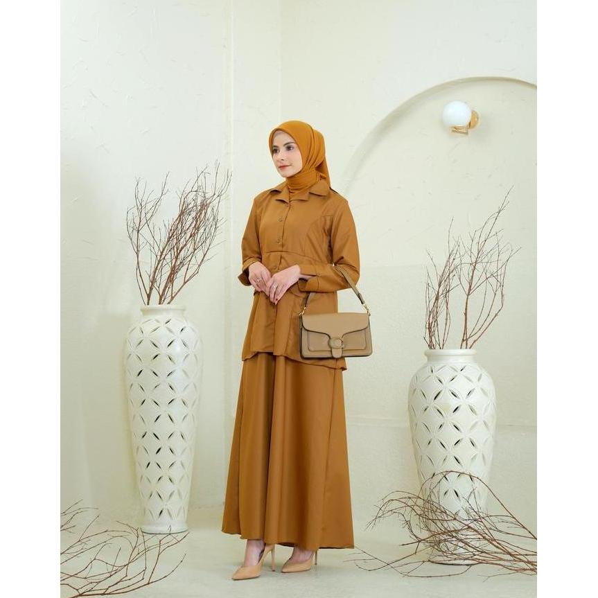 Dania Series Gamis Semi Rok Seragam PNS PDH Pemda ASN Warna Khaki Kheki Bahan Katun Toyobo Premium N