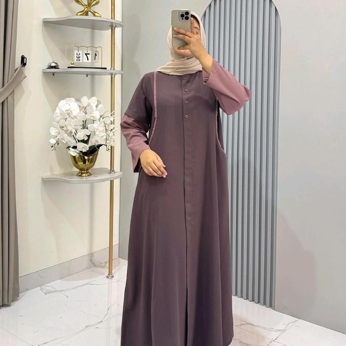 Gamis Wanita Dewasa Polos Elegan Simple Jumbo Busui Mewah Yarra Dress - Kain, Tebal,   Syari