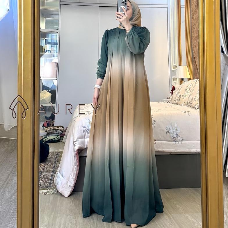 Terbaru New Aurey - Set Hijab Givani Gamis Wanita Dress Mewah Busui Friendly Gamis Ceruti Hyget Terb