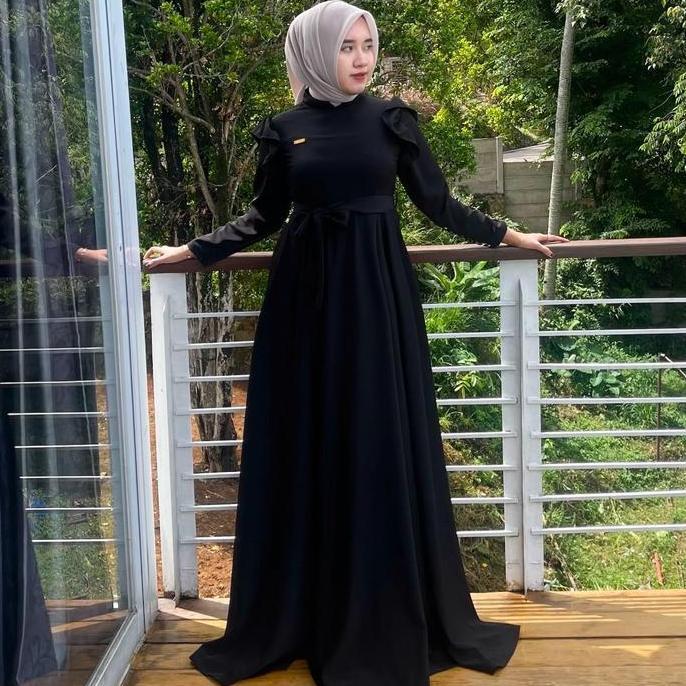 Clarissa dress ruffle by L.fashion.id, bahan katun spandek premium, dress adem, dress gamis, dress h