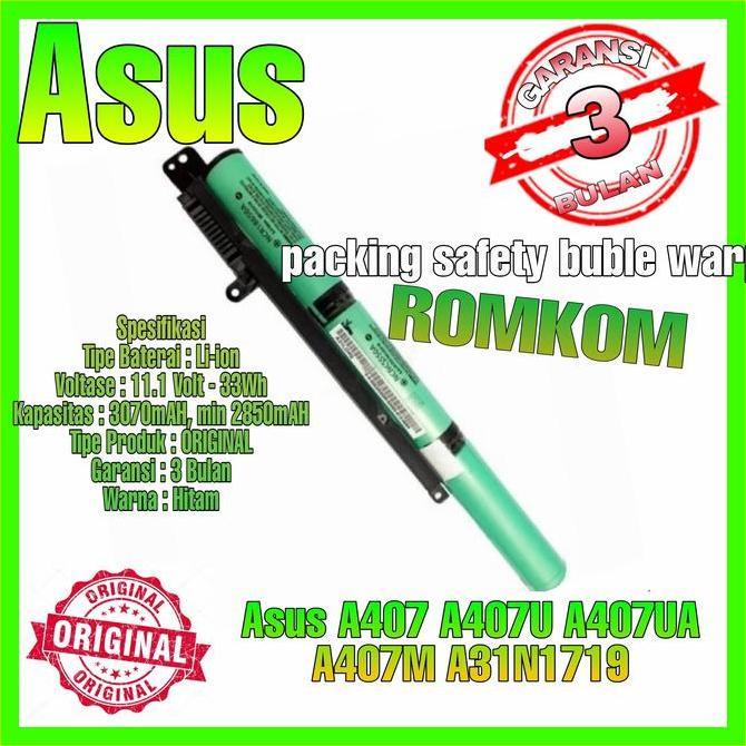 DE98 - Baterai Laptop Original Asus A407 A407UA A407U Hitam