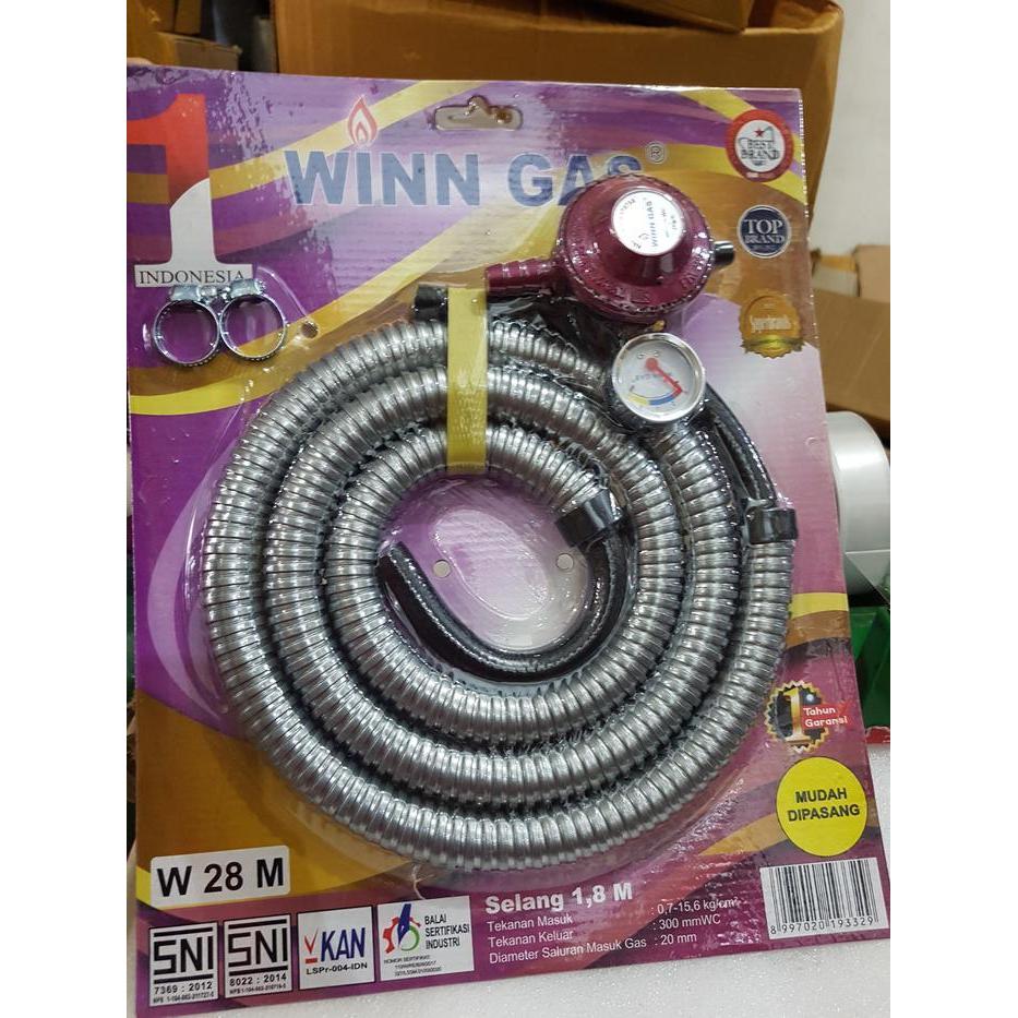 (Terbaru) Paket Regulator Kompor Gas Lpg Dan Selang Gas Lpg 1.8 Meter Winn Gas 28 Bestseller