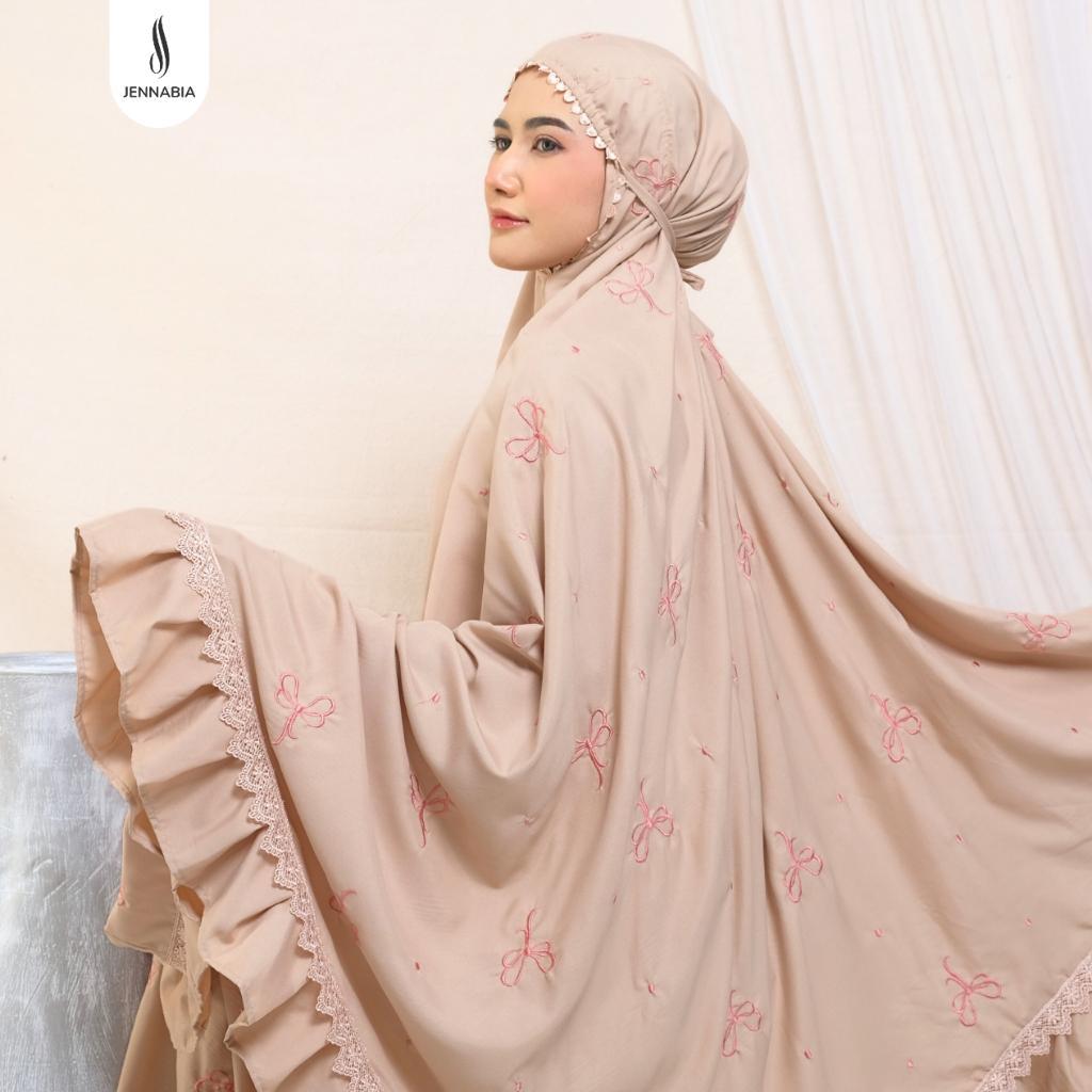 Jennabia - Mukena Ribbon Coquette Bordir Pita Rempel Renda Mewah