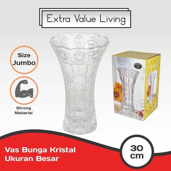 TERSEDIA Vas Bunga Kaca Kristal 30 CM Vas Bunga Bohemian Vas Bunga Kristal Estetik Czech Design