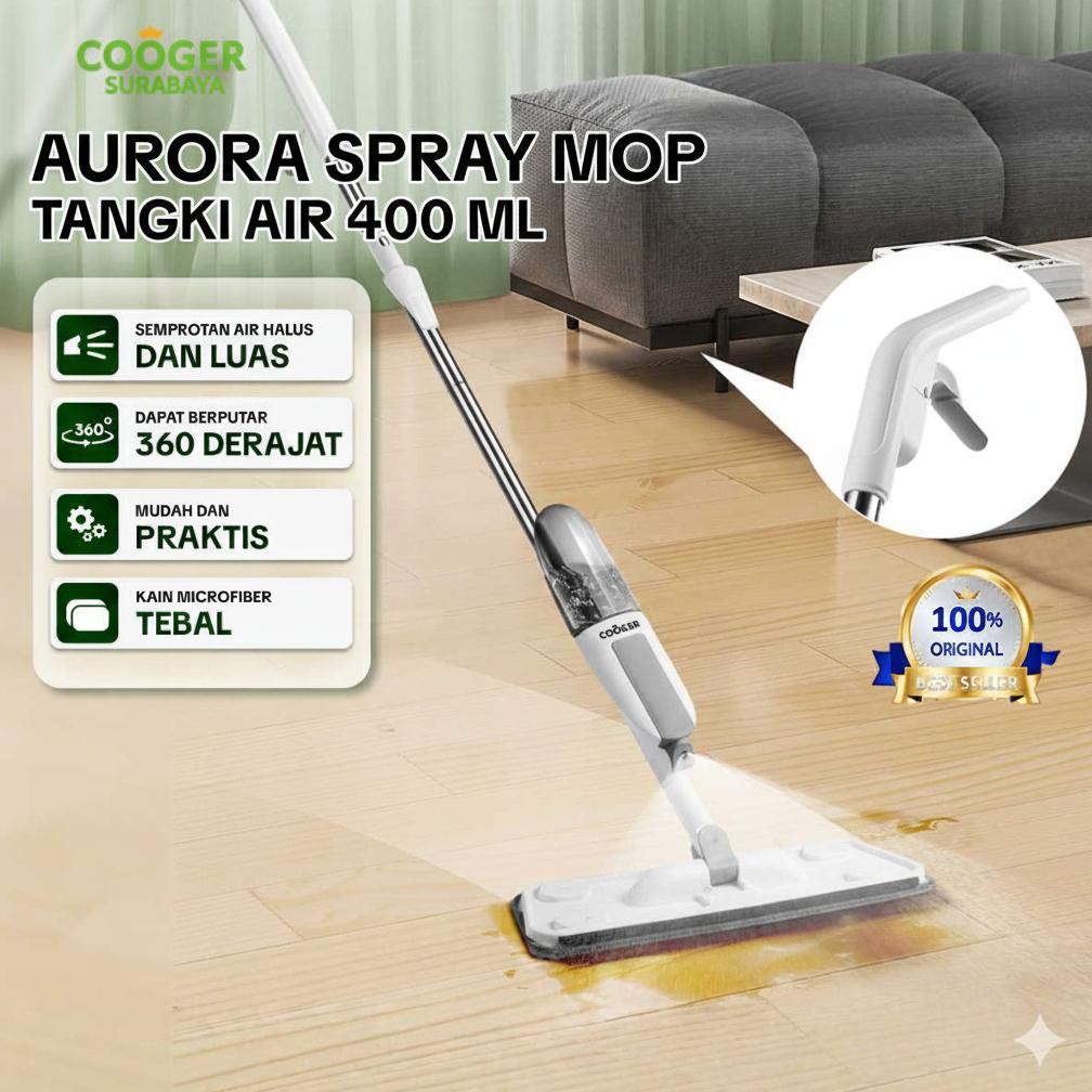 COOGER SURABAYA Alat Pel Lantai Semprot Aurora Spray Mop Otomatis dengan Tangki Air Sabun Microfiber