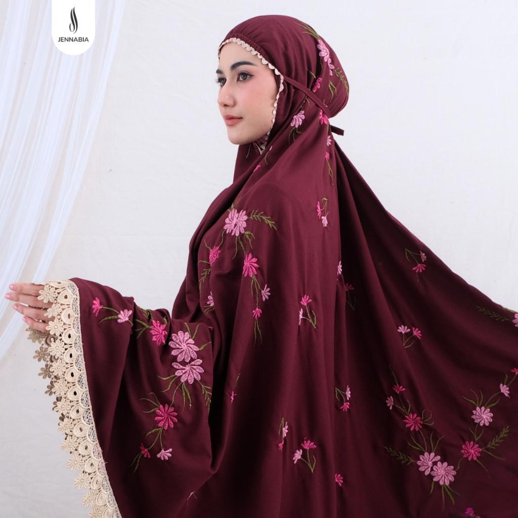 Jennabia - Mukena Dewasa Bordir Mewah Katun Premium Renda Sabria