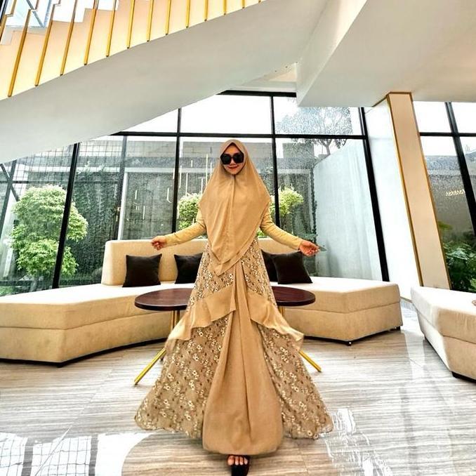 Set Syari Bunga Ceruty mix Jersey All Size Ori Arraffa Syari