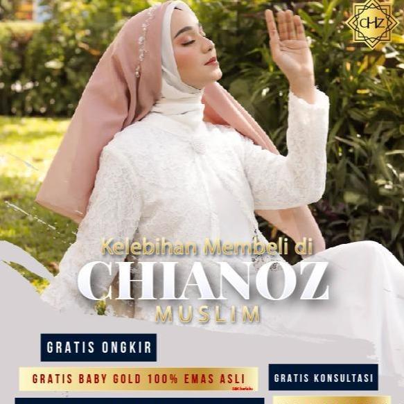 CHIANOZ Gamis Putih Mewah Hana Dress Brukat Renda Baju Lebaran Umroh Haji Maxi Syari Ceruty Muslim D