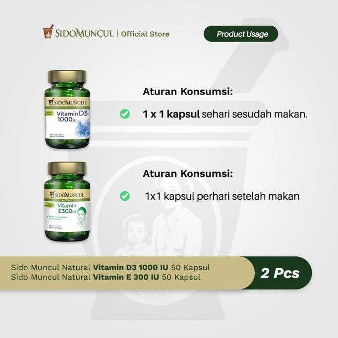 Lansungkirim- Sido Muncul Natural Vitamin D3 1000 Iu + Vitamin E 300 Iu Sc