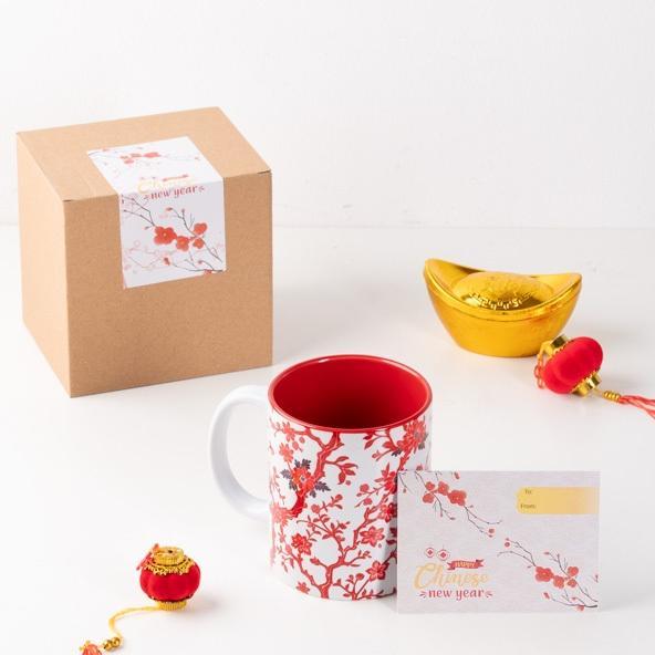 Seruni Living Mug Imlek Keramik | Mug Bunga Oriental | Kado Imlek Cantik & Elegan Imlek Day
