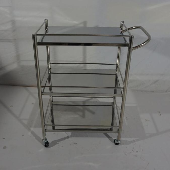 troli instrument 3 rak stainless - meja instrumen 3 susun stainless
