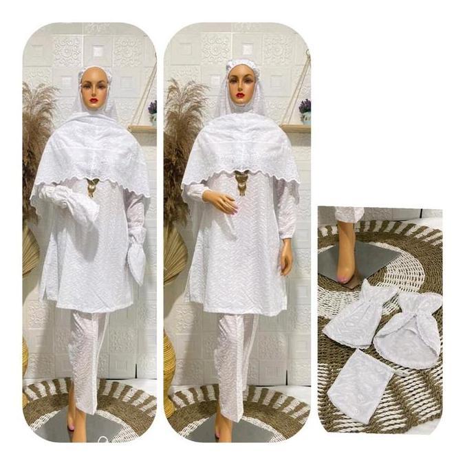 Setelan Ihrom Komplit Katun Jepang/ Muslim/ Wanita/ Atasan/ Baju Co