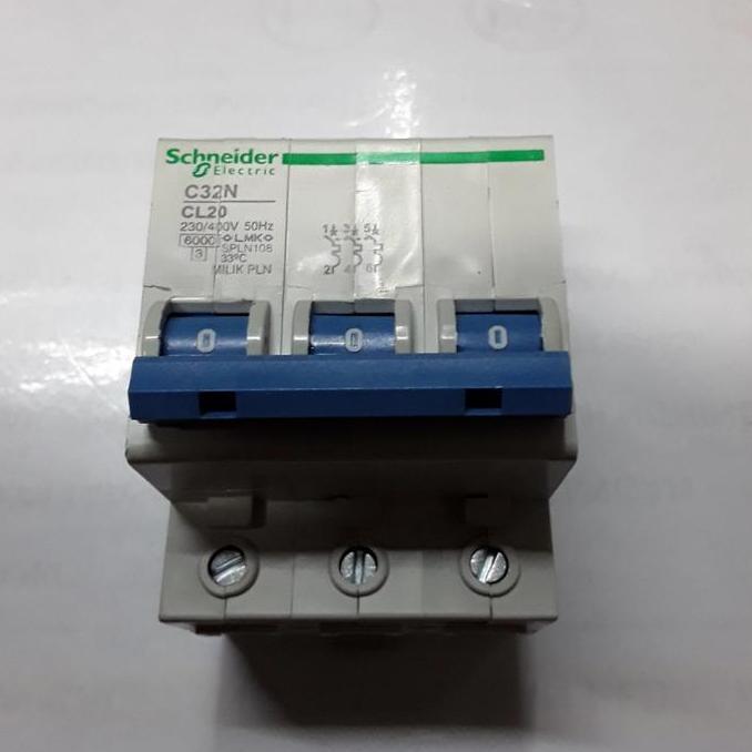 Mcb 3P 3 Phase 10A 16A 20A 25A Pln Biru Schneider C32N