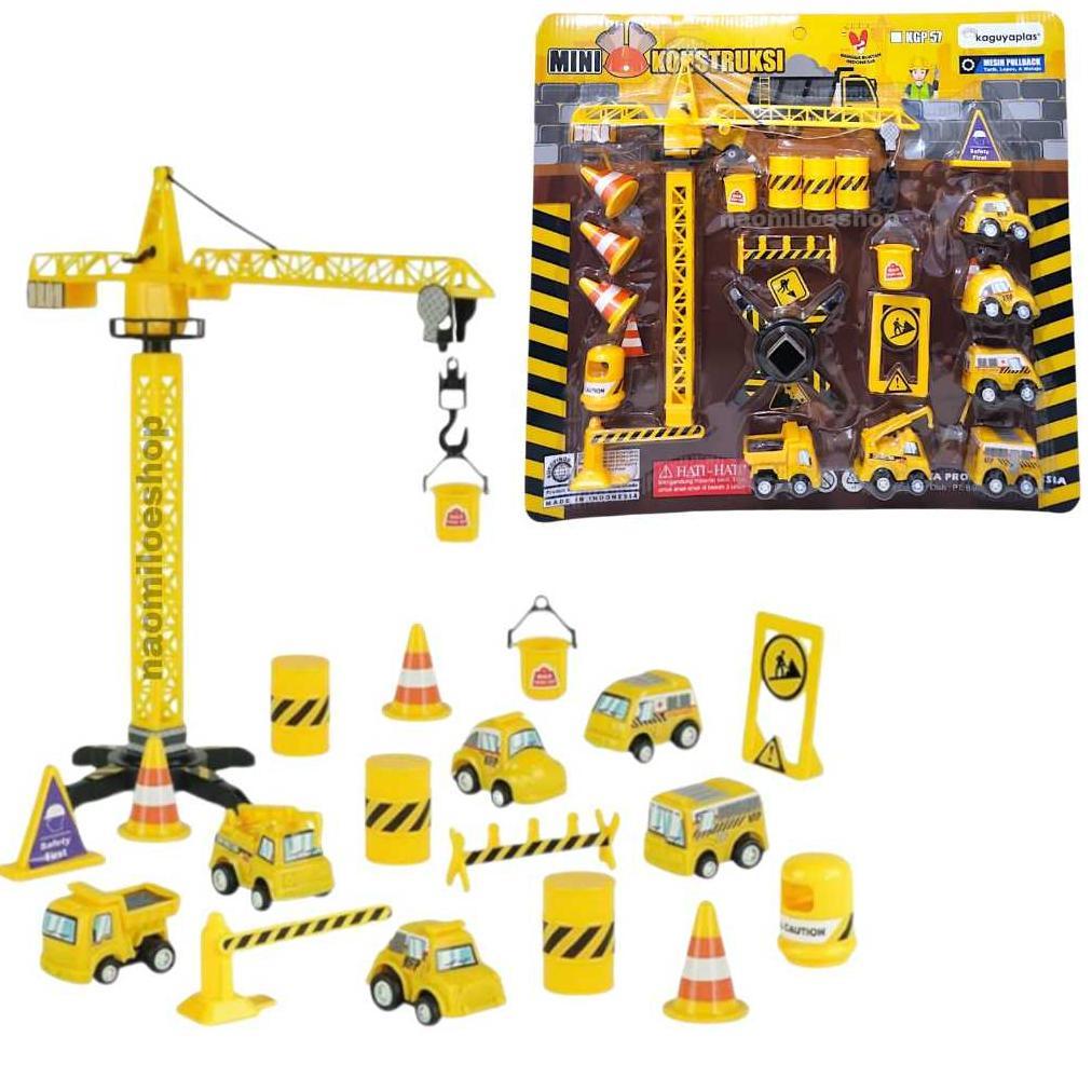 TERBARU Mainan alat konstruksi lengkap kgp57 mainan truk konstruksi beko excavator car n tower crane