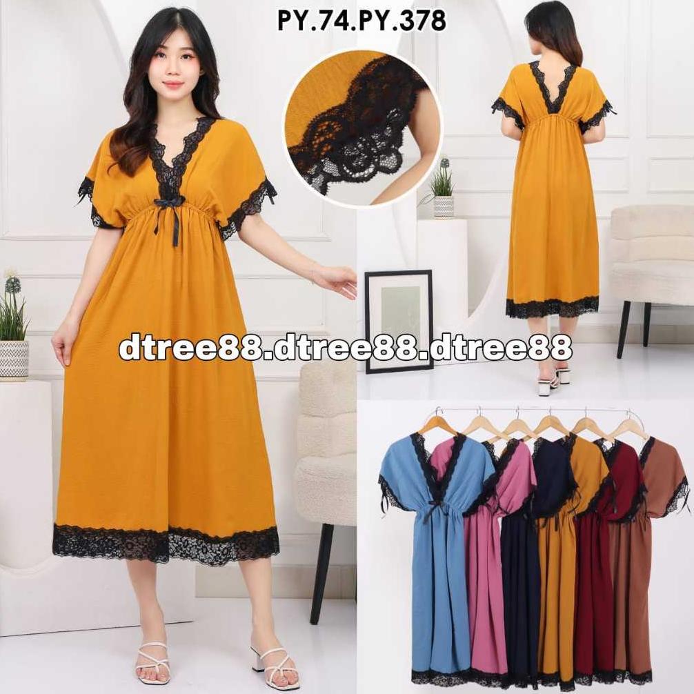 Dtree . SERAFIN Midi Dress jumbo Crinkle  / Baju tidur mini Dress Jumbo CRINKLE (378)
