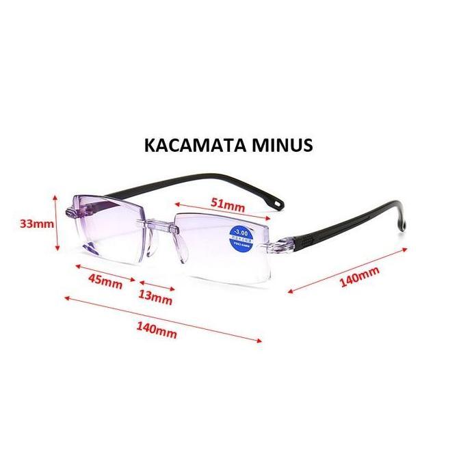 Papipapu- Kacamata Frameless Minus Plus Pria Wanita Rabun Dekat Jauh Siap Pakai