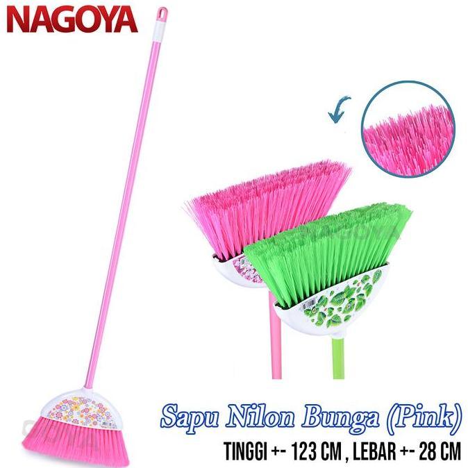 Kirimyaa- Sapu Nilon Bunga Sapu Plastik Warna Sapu Lantai Broom Pink Nagoya 810