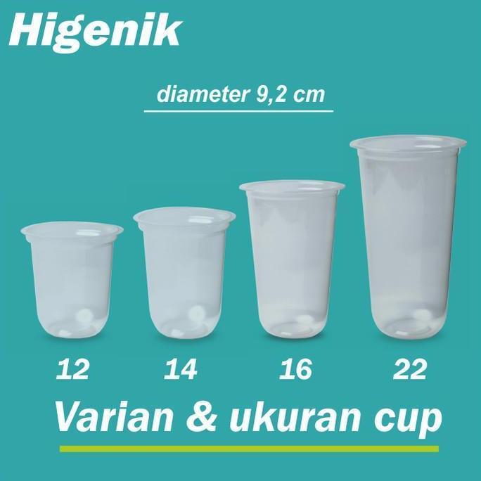 Plastic Cup PP Oval / Gelas Plastik Cup PP Tebal 12/16/22 oz Bisa Seal