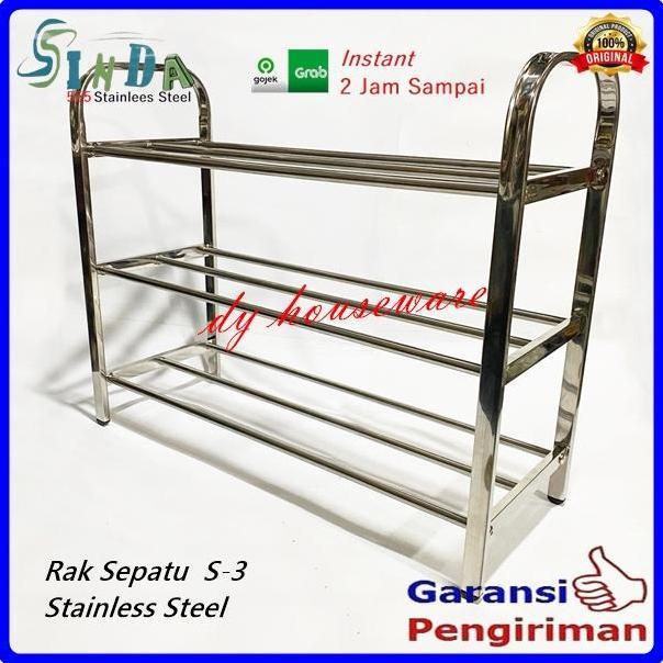 Rak Sepatu Rak Sandal Susun Stainless 5 Susun Full Stainles Kokoh