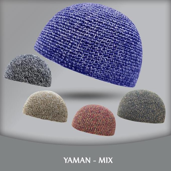 Bagusbanget- Peci Yaman Peci Rajut Yaman Polos Sulam Tangan Peci Rajut Bahan Katun