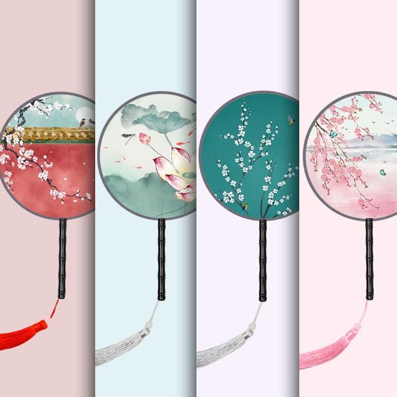Kipas Kain Oriental Premium Kipas Kain Bulat Premium Kipas Sangjit Kipas Imlek Viral