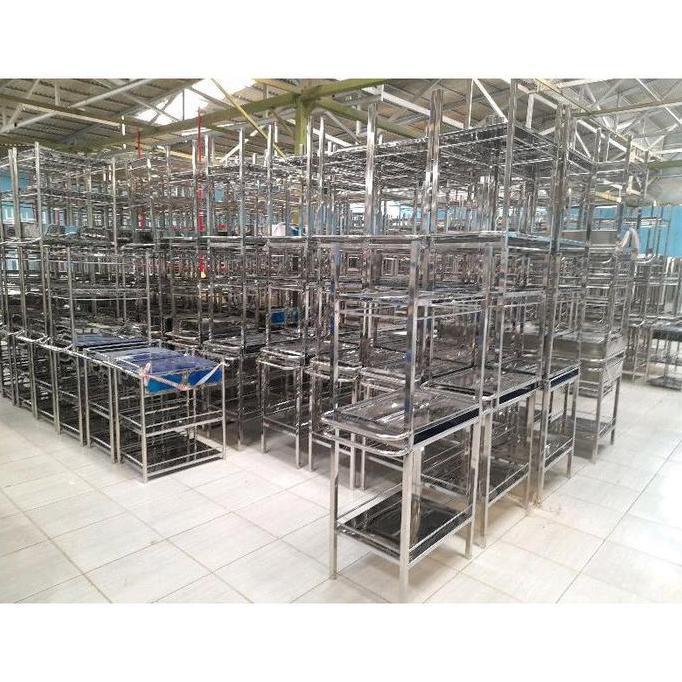 Trolley Instrumen 2 Rak Stainless / Meja Instrumen 2 Susun Stainless / Troli Instrumen Stainless / M