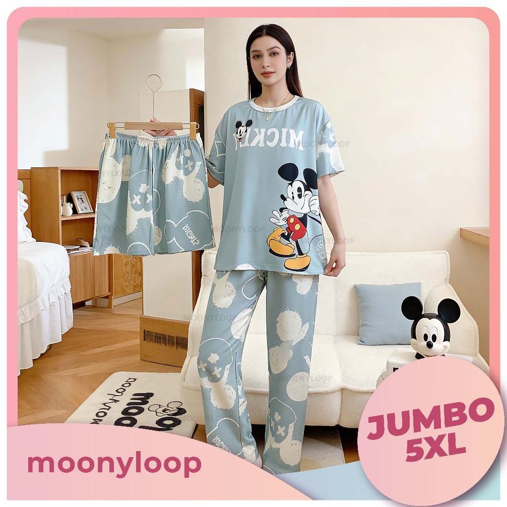 BIG PROMO 2024 5XL SET BAJU TIDUR WANITA DEWASA OVERSIZE PIYAMA KAOS CELANA PANJANG & PENDEK SETELAN
