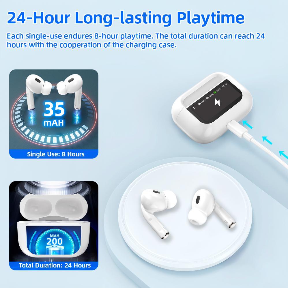 NEW GOOJODOQ TWS J222 LCD Touchscreen ANC TWS Bluetooth Headset Earphone Touch Screen