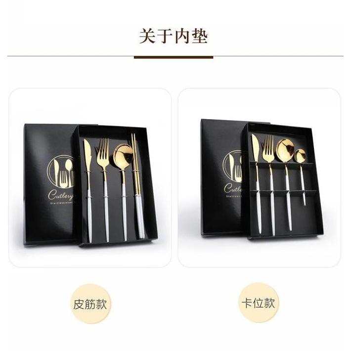 Cutlery Set Alat Makan Sendok Korea Lengkap Mewah Gold dengan kotak