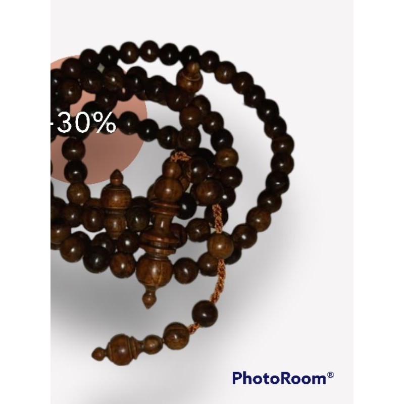 TASBIH KALUNG FOSIL GALIH AKAR KAYU GAHARU ASLI WANGI 99 BUTIR