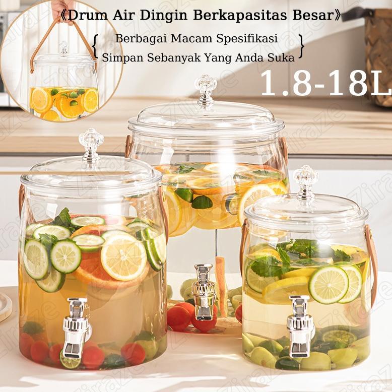 Ketel Air Dingin Gaya Jepang dengan Dispenser Air Keran, Ember Kedap Udara Transparan Rumah Tangga K