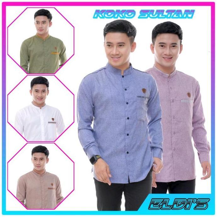 Baju koko Muslim pria dewasa lengan panjang Kain Katun Madina