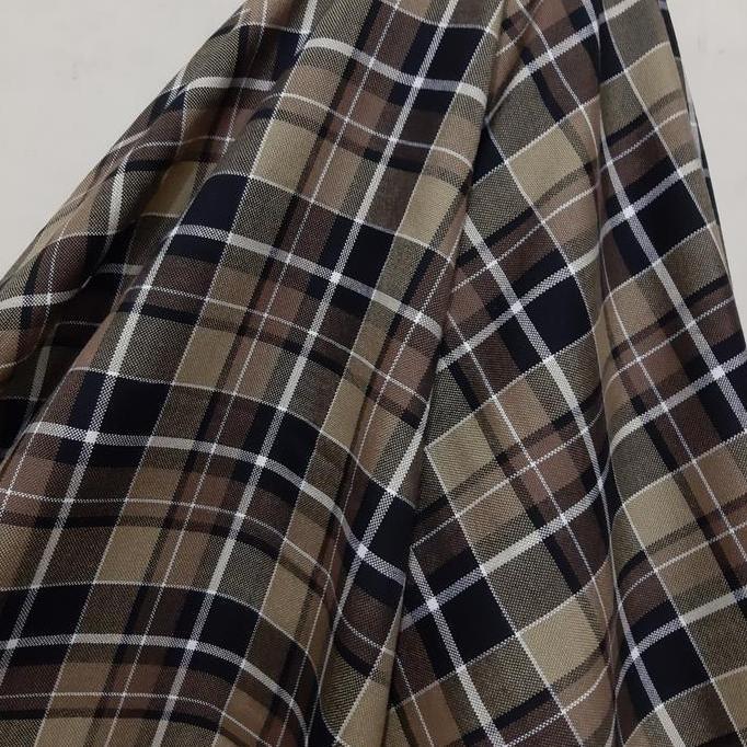 Ready Kain Kotak Semi Wool (coklat, krem, hitam )