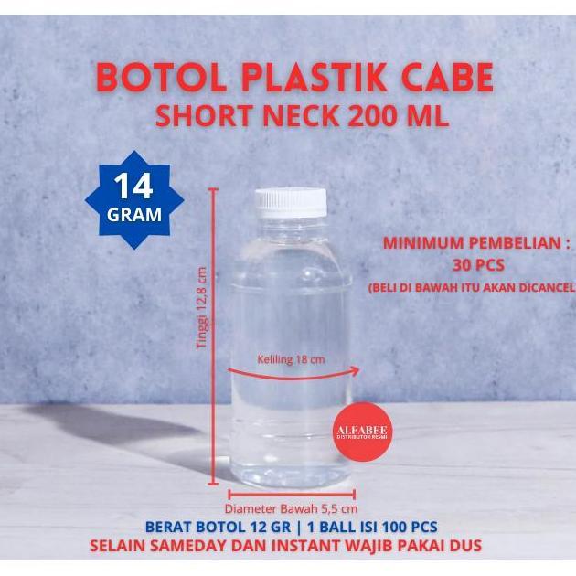 BOTOL PLASTIK CABE 200ML PET 200 ML