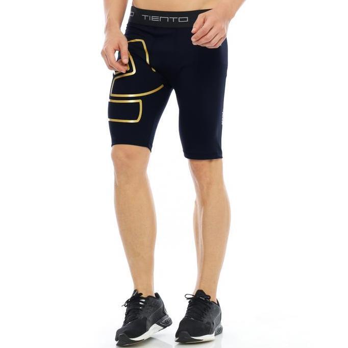 Tiento Short Pants EXO Black Gold Celana Pendek Legging Olahraga Pria
