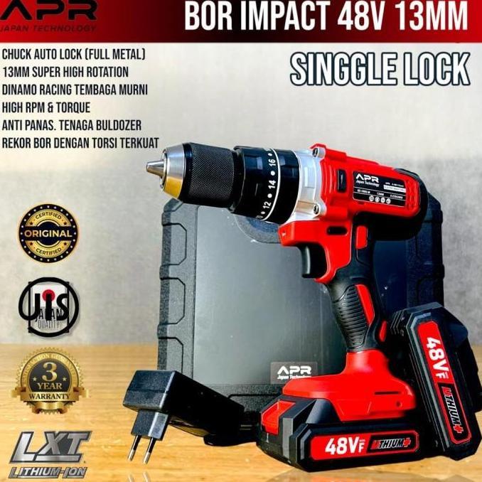 Allthebest Bor cordless APR JAPAN 48V 13mm brushless impact drill fullset