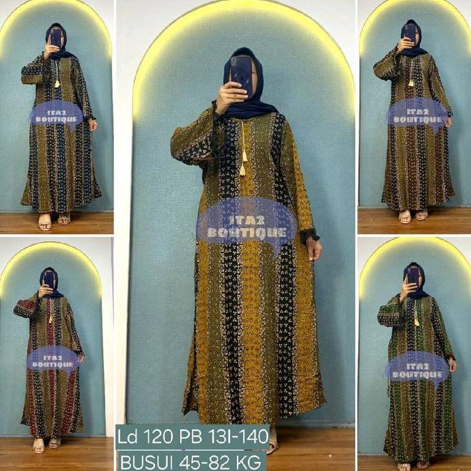 ITA2 BOUTIQUE Abaya Batik  Motif Variasi Gamis Jumbo Abaya Batik Tangan Kekinian Bonang Longres Mita